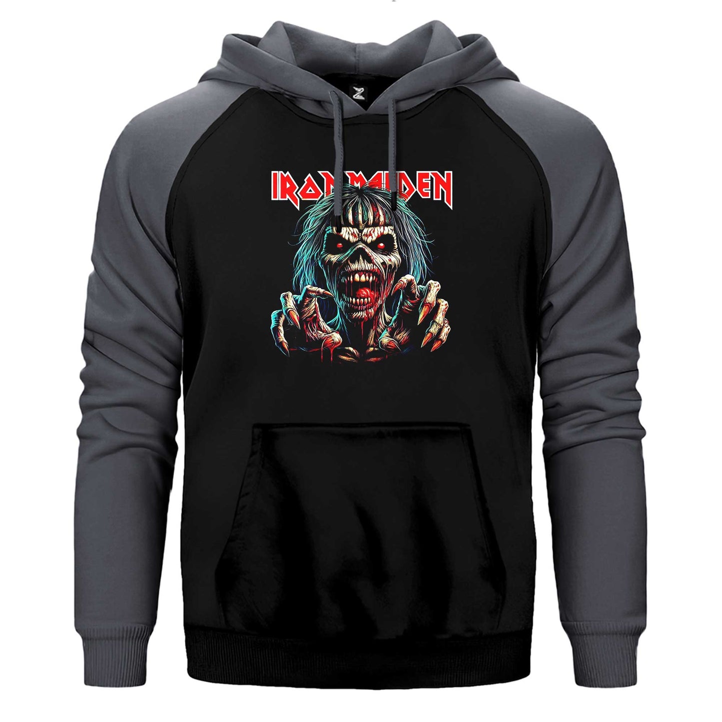 Iron Maiden Zombie Çift Renk Reglan Kol Sweatshirt / Hoodie
