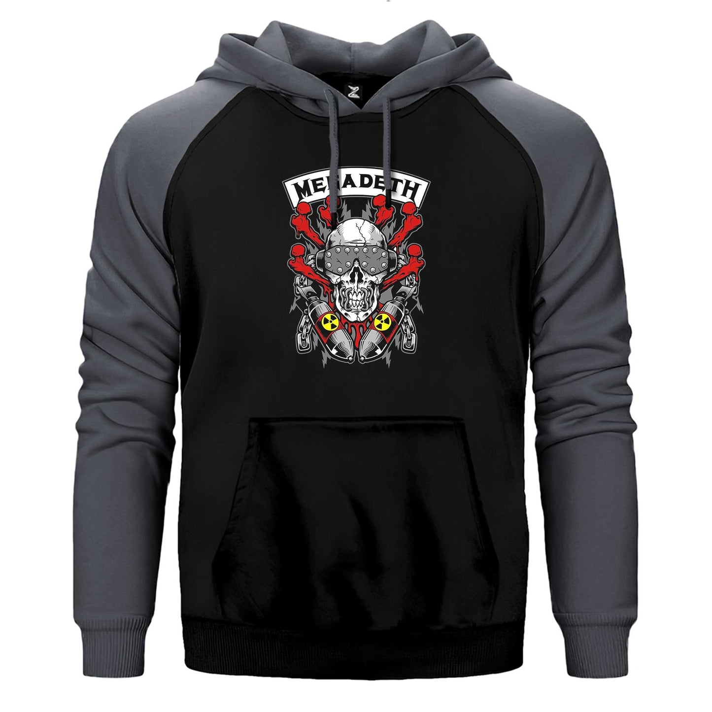 Megadeth Skull and Chemical Bomb Çift Renk Reglan Kol Sweatshirt / Hoodie