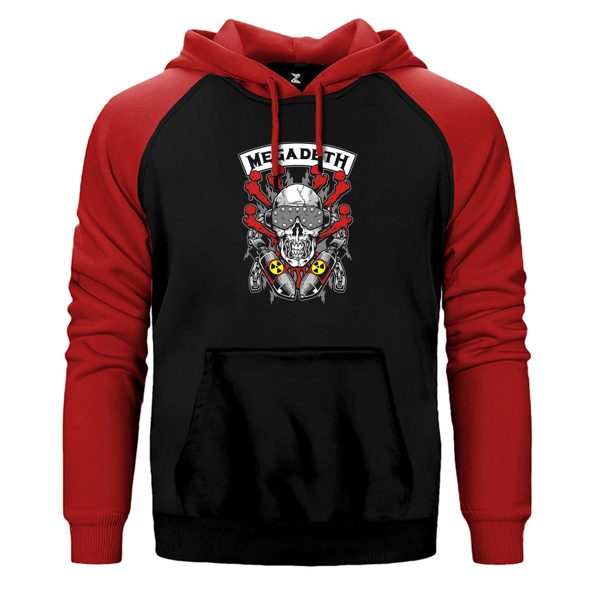 Megadeth Skull and Chemical Bomb Çift Renk Reglan Kol Sweatshirt / Hoodie
