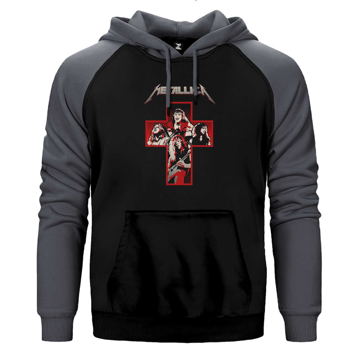 Metallica Silhouettes İnside The Cross Çift Renk Reglan Kol Sweatshirt / Hoodie