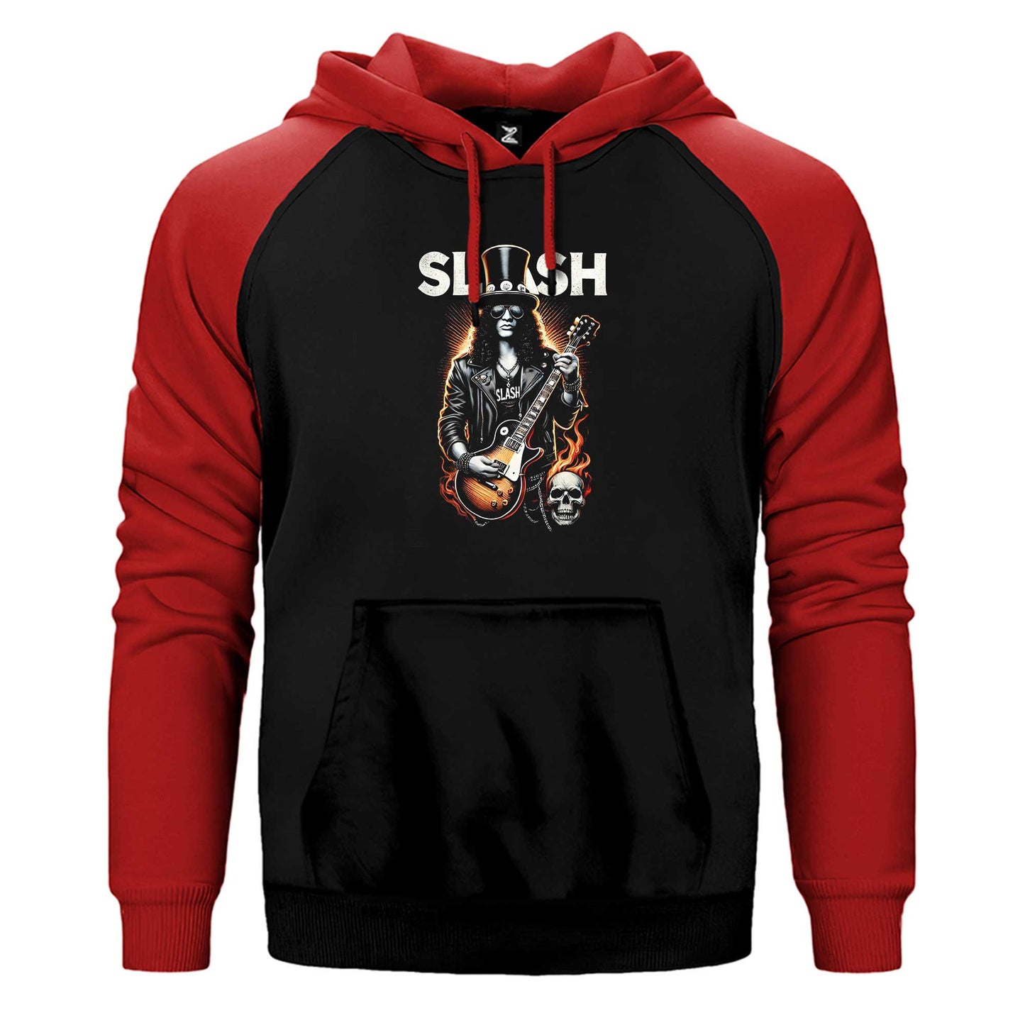 Slash Guitarist Skull Logo Çift Renk Reglan Kol Sweatshirt / Hoodie