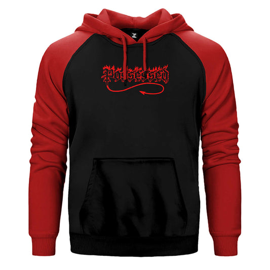 Possessed Red Logo Çift Renk Reglan Kol Sweatshirt / Hoodie