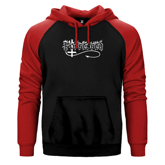 Possessed Text Logo Çift Renk Reglan Kol Sweatshirt / Hoodie