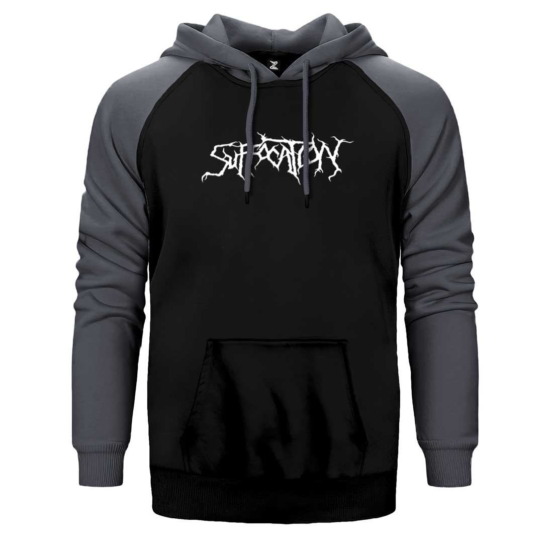 Suffocation Logo Çift Renk Reglan Kol Sweatshirt / Hoodie