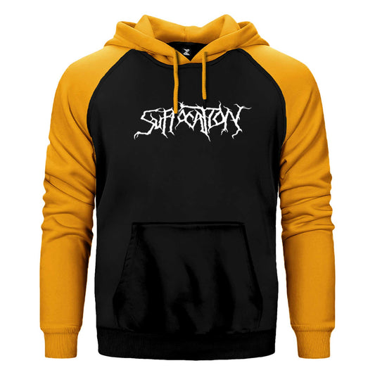 Suffocation Logo Çift Renk Reglan Kol Sweatshirt / Hoodie