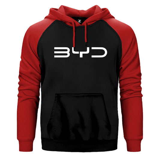 BYD Logo White Çift Renk Reglan Kol Sweatshirt / Hoodie