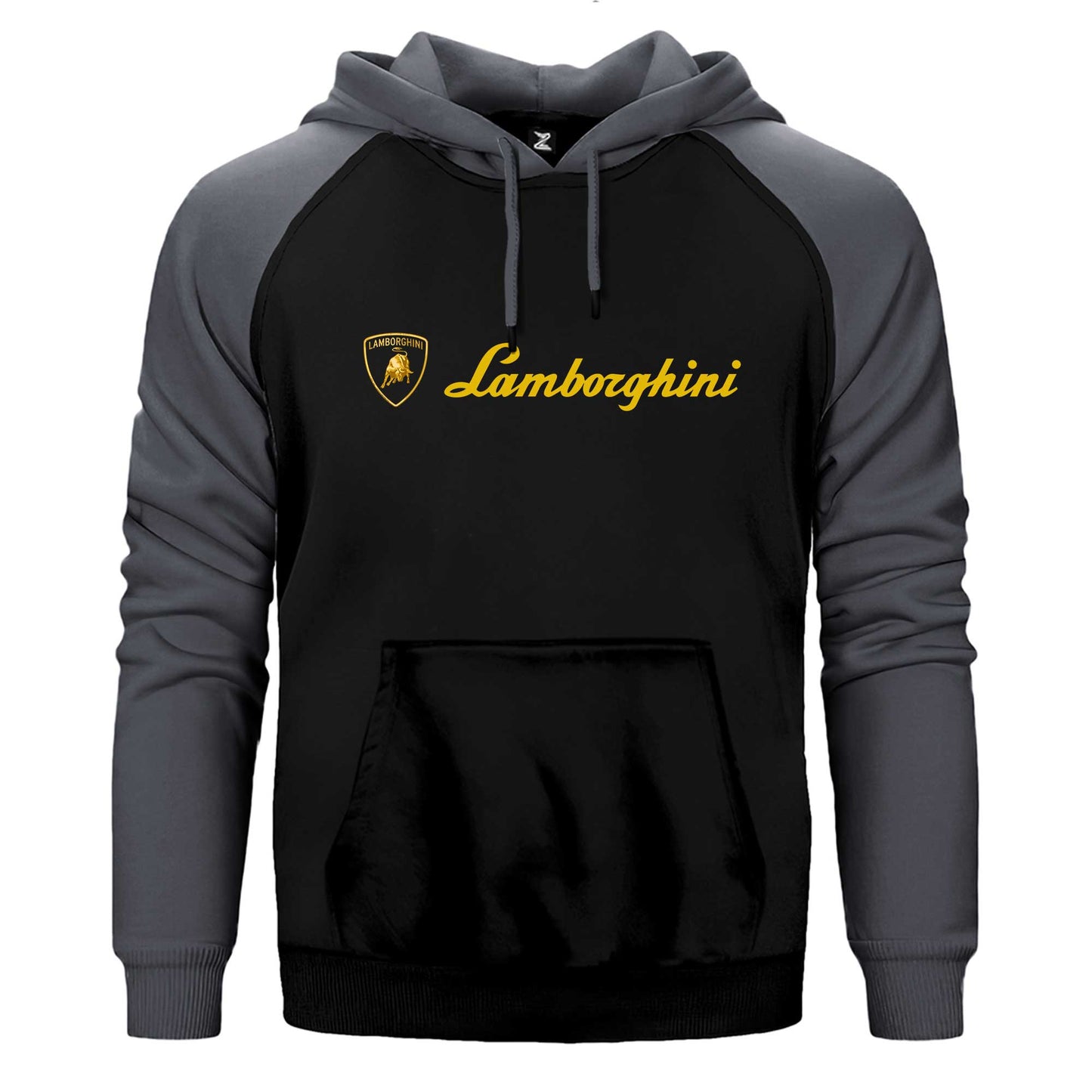 Lamborghini Gold Logo Text Çift Renk Reglan Kol Sweatshirt / Hoodie