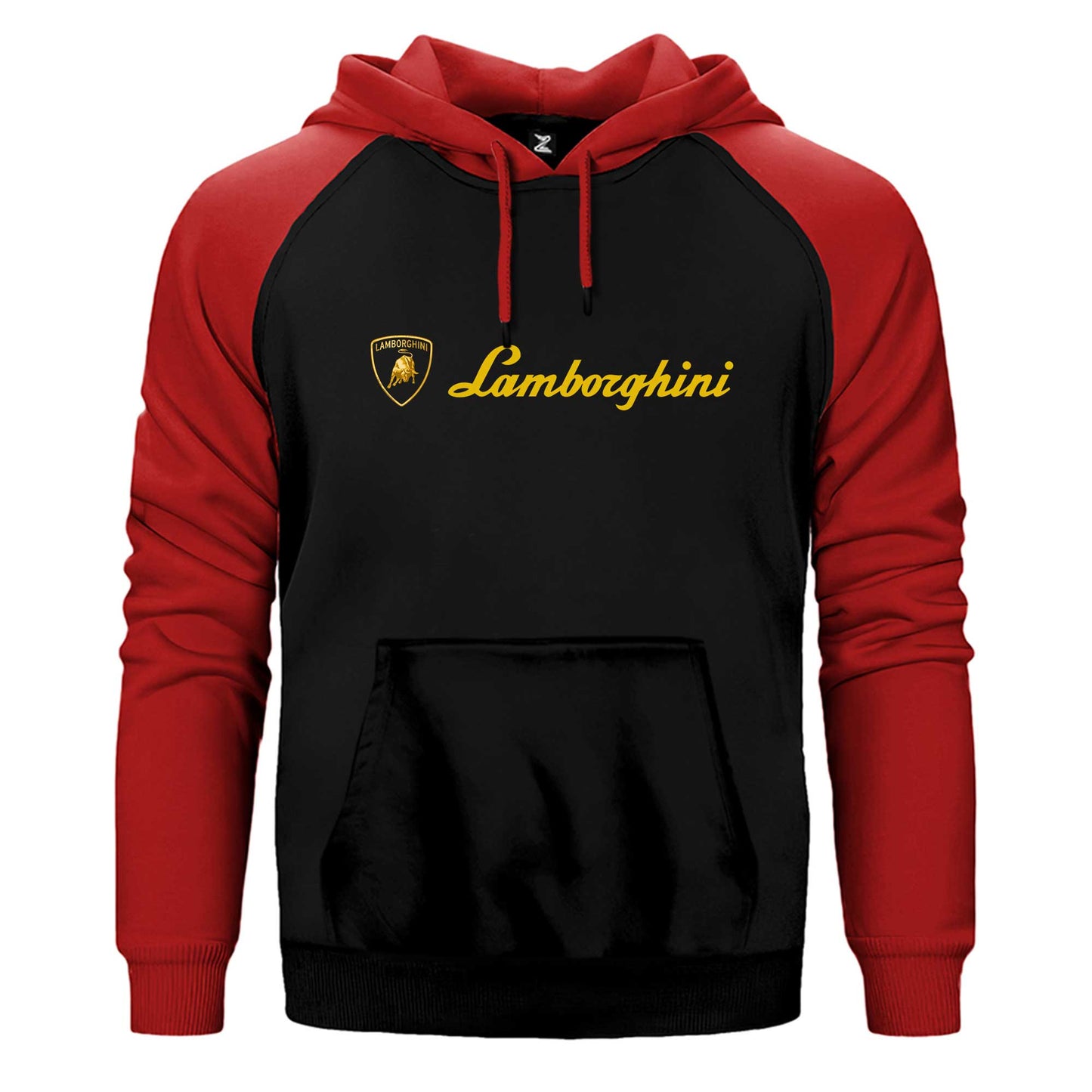 Lamborghini Gold Logo Text Çift Renk Reglan Kol Sweatshirt / Hoodie
