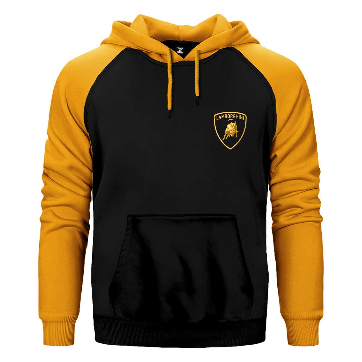 Lamborghini Gold Logo Çift Renk Reglan Kol Sweatshirt / Hoodie