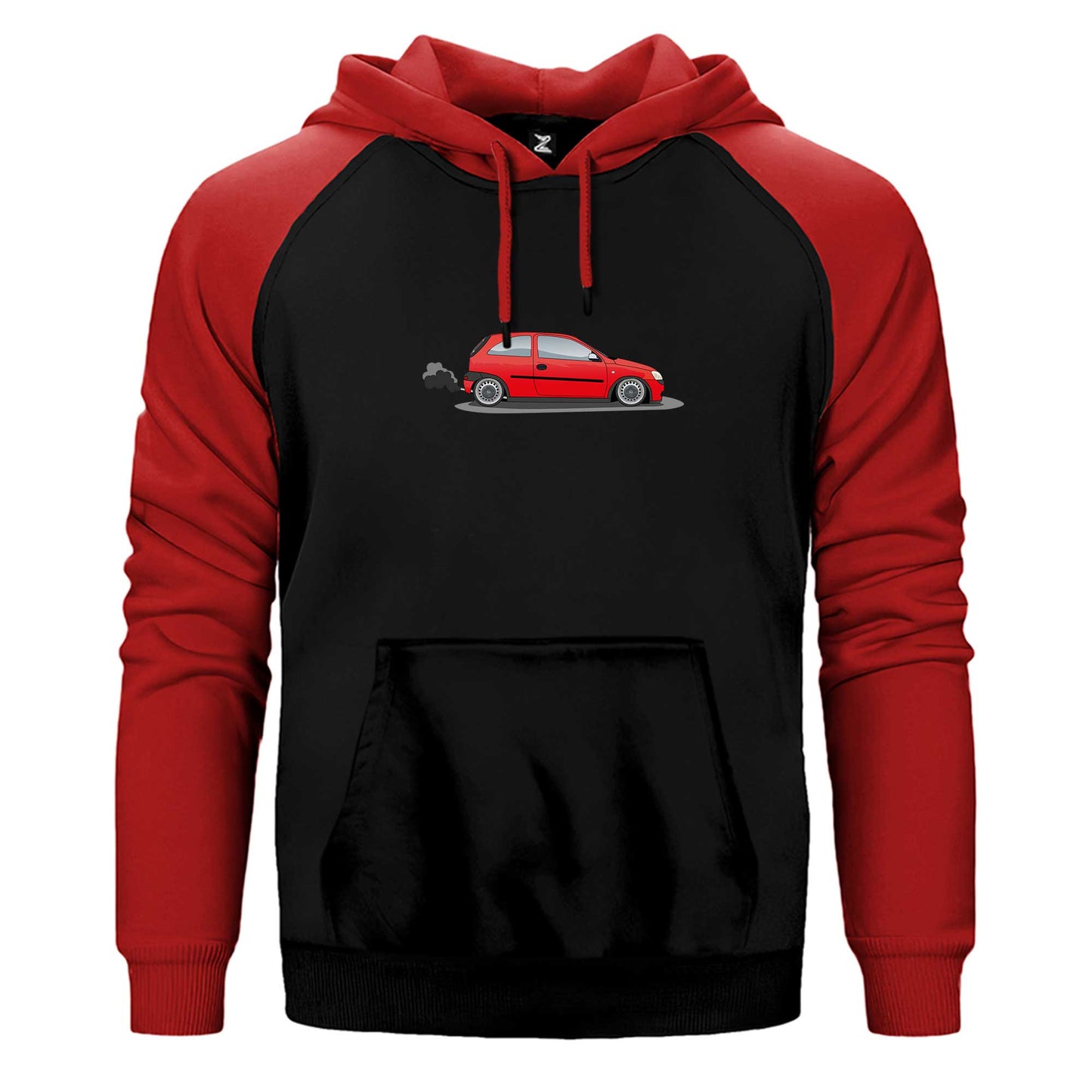 Opel Corsa Red Çift Renk Reglan Kol Sweatshirt / Hoodie
