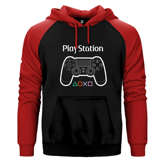 Playstation Gamepad Text Çift Renk Reglan Kol Sweatshirt / Hoodie
