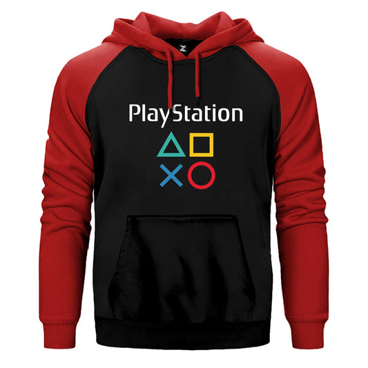 Playstation Gamepad Yazı Çift Renk Reglan Kol Sweatshirt / Hoodie