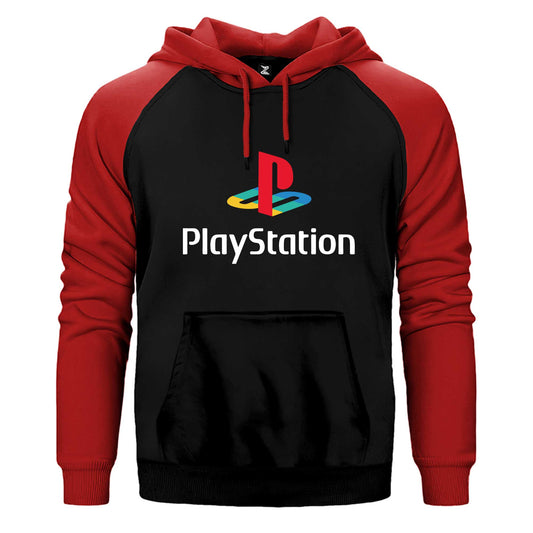 Playstation Logo White Çift Renk Reglan Kol Sweatshirt / Hoodie