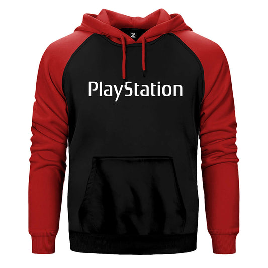 Playstation Text Çift Renk Reglan Kol Sweatshirt / Hoodie