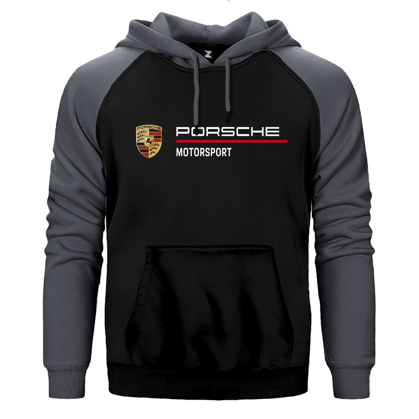 Porsche Logo Motorsport Çift Renk Reglan Kol Sweatshirt / Hoodie