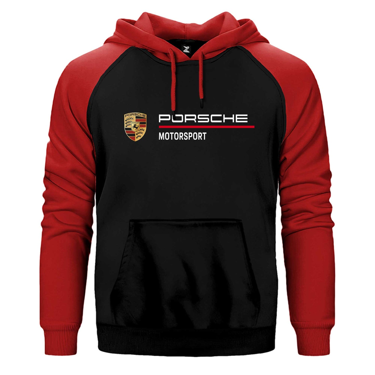 Porsche Logo Motorsport Çift Renk Reglan Kol Sweatshirt / Hoodie