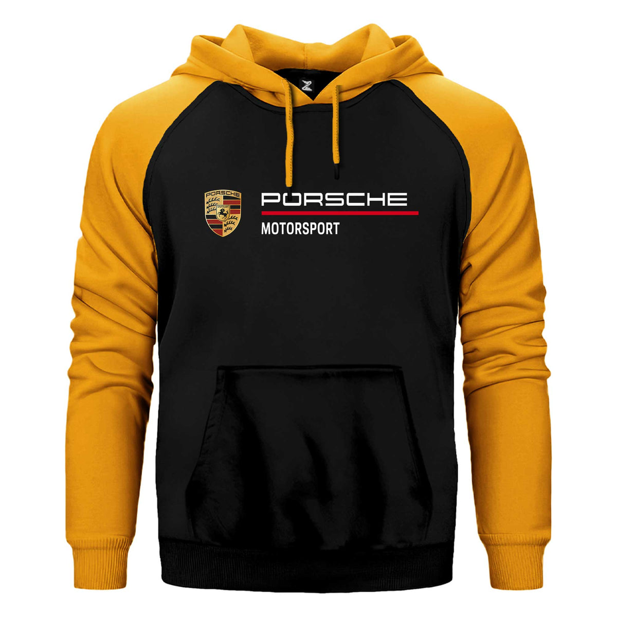 Porsche Logo Motorsport Çift Renk Reglan Kol Sweatshirt / Hoodie