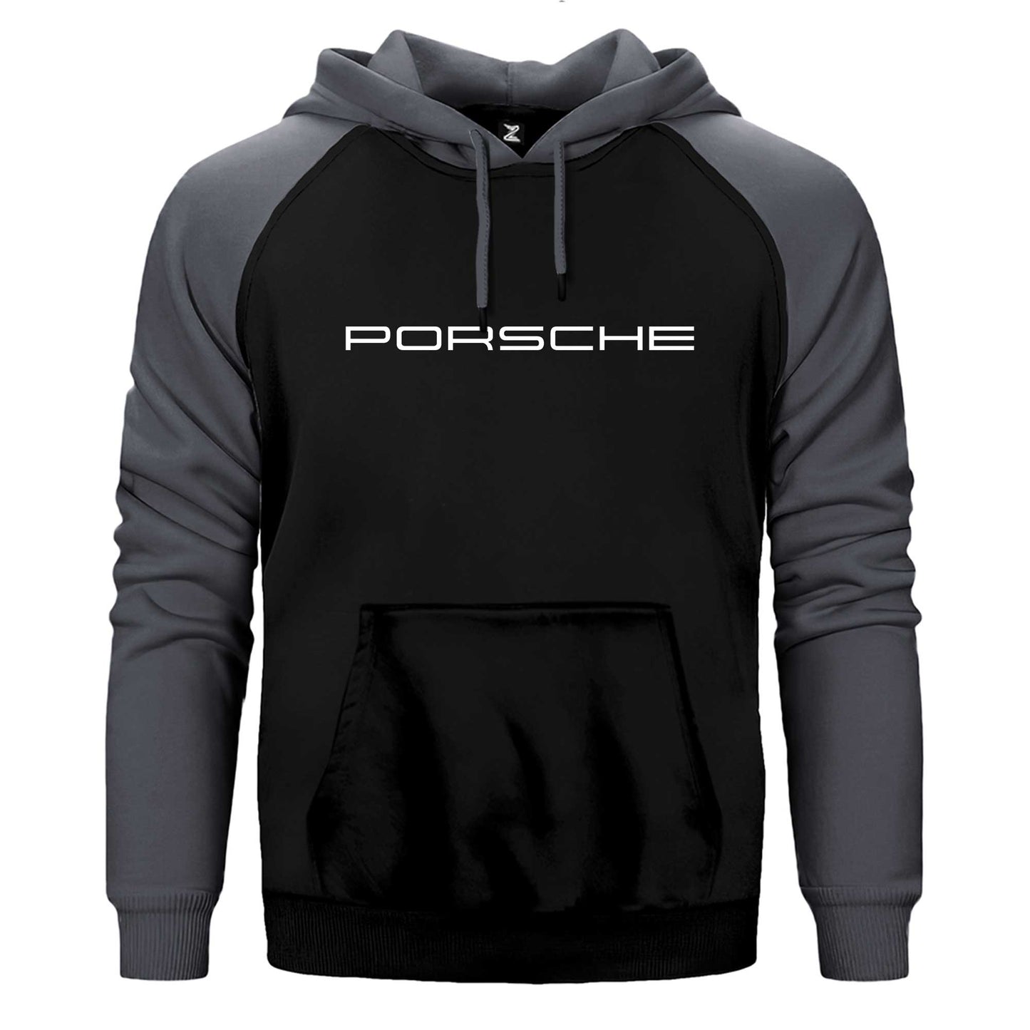 Porsche Text Çift Renk Reglan Kol Sweatshirt / Hoodie