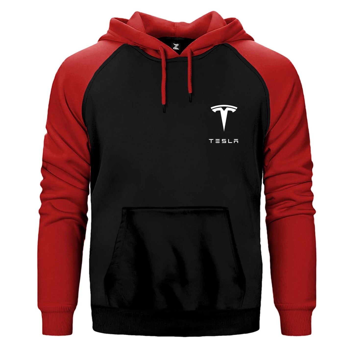 Tesla Logo Text Çift Renk Reglan Kol Sweatshirt / Hoodie