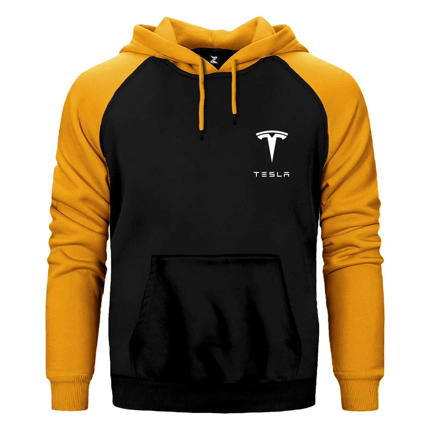 Tesla Logo Text Çift Renk Reglan Kol Sweatshirt / Hoodie