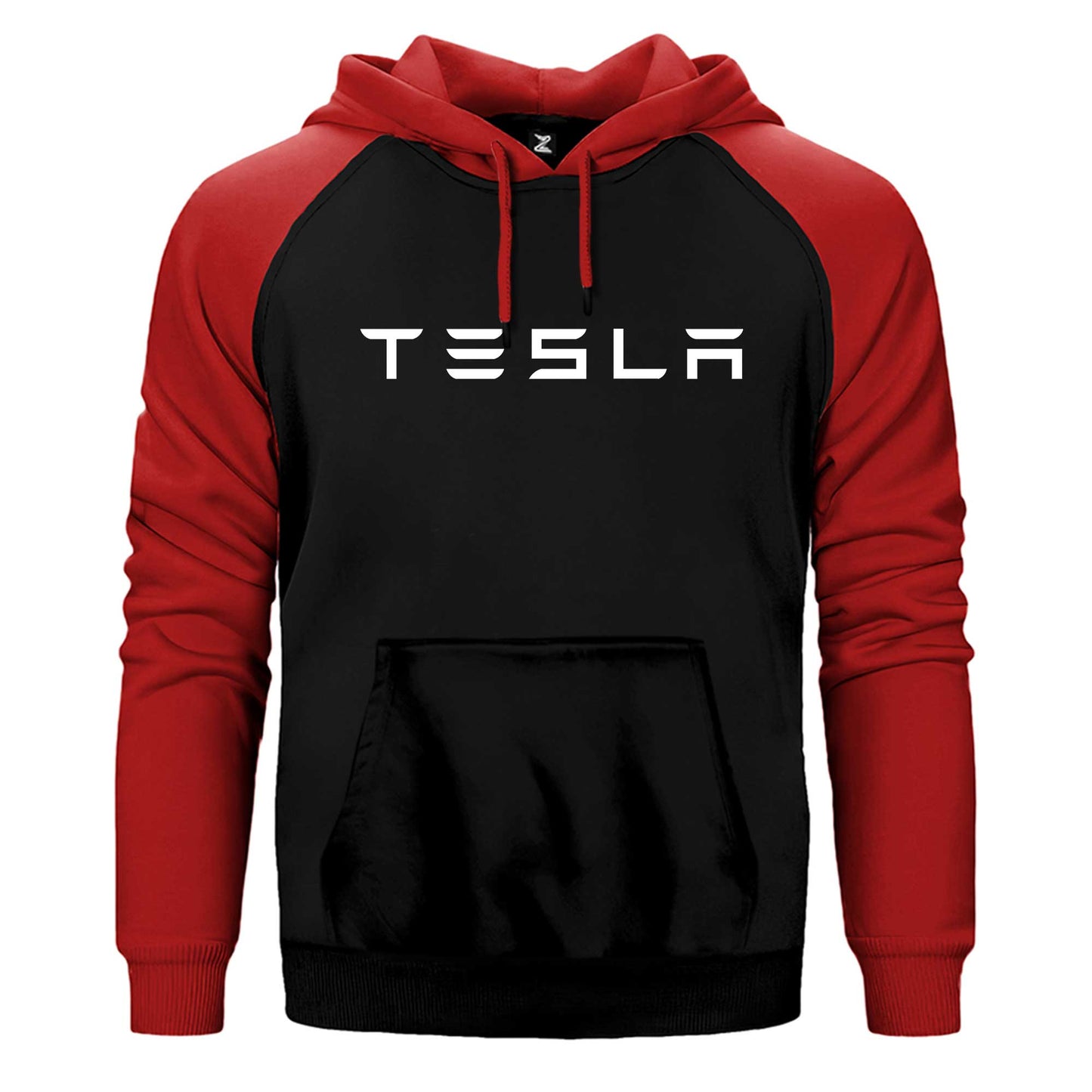 Tesla Text Çift Renk Reglan Kol Sweatshirt / Hoodie
