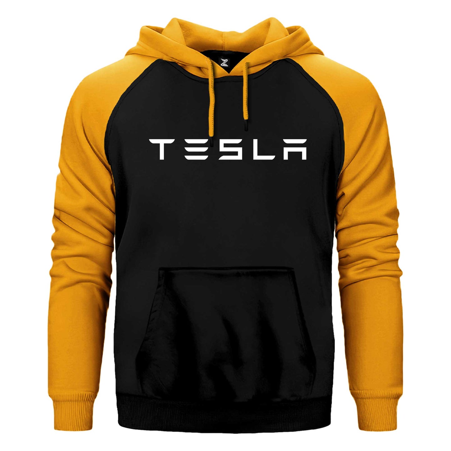 Tesla Text Çift Renk Reglan Kol Sweatshirt / Hoodie