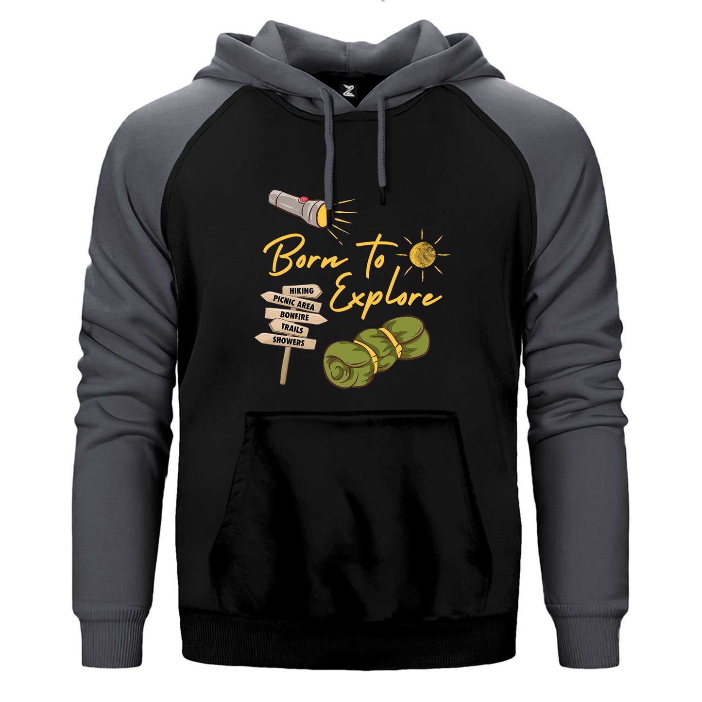 Born To Explore Çift Renk Reglan Kol Sweatshirt / Hoodie