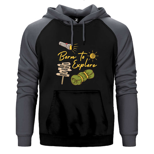 Born To Explore Çift Renk Reglan Kol Sweatshirt / Hoodie