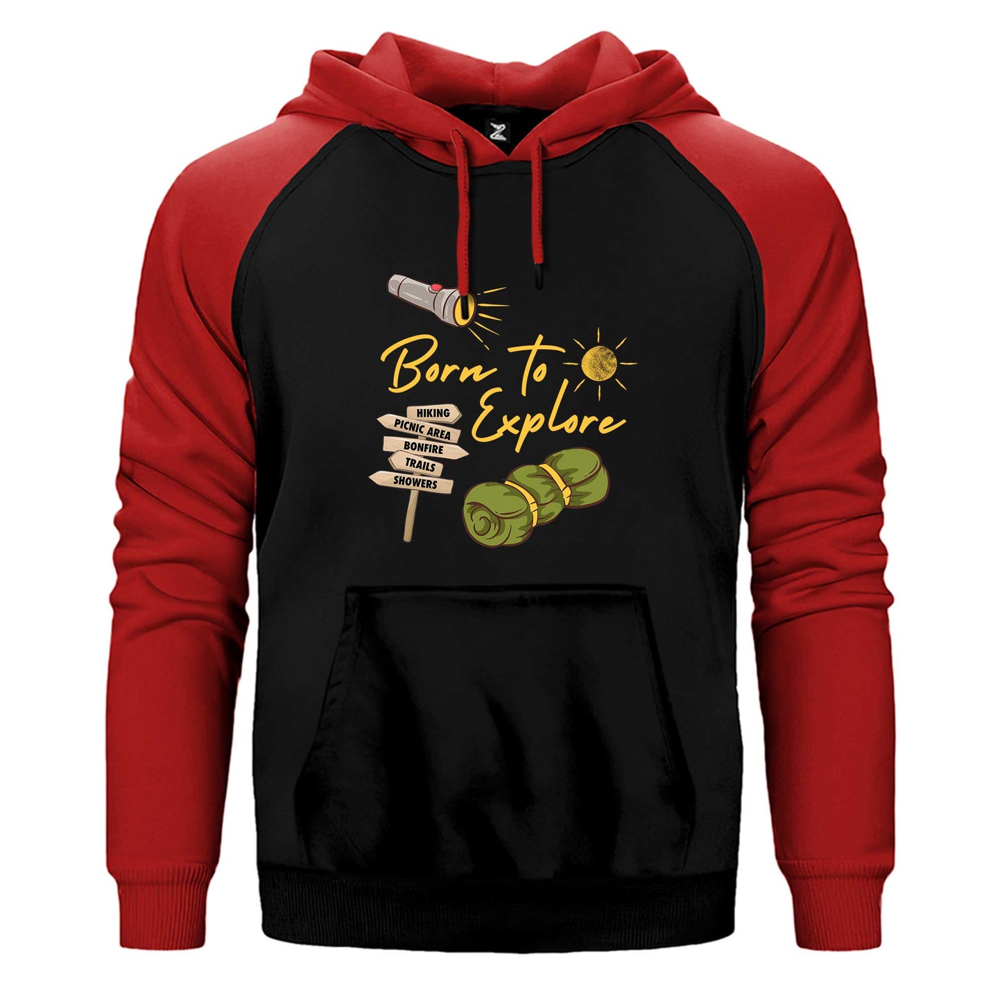 Born To Explore Çift Renk Reglan Kol Sweatshirt / Hoodie