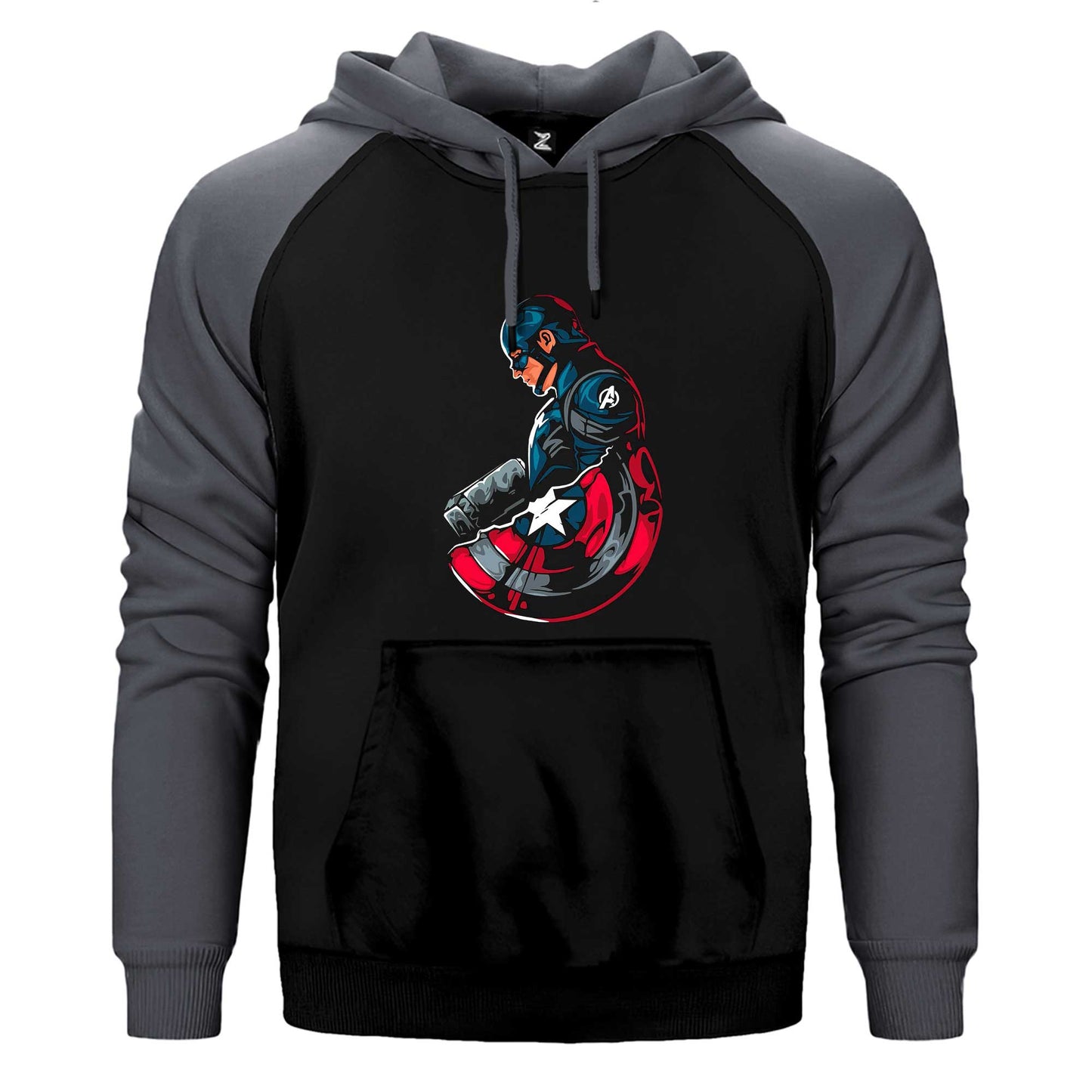 Kaptan America Çift Renk Reglan Kol Sweatshirt / Hoodie