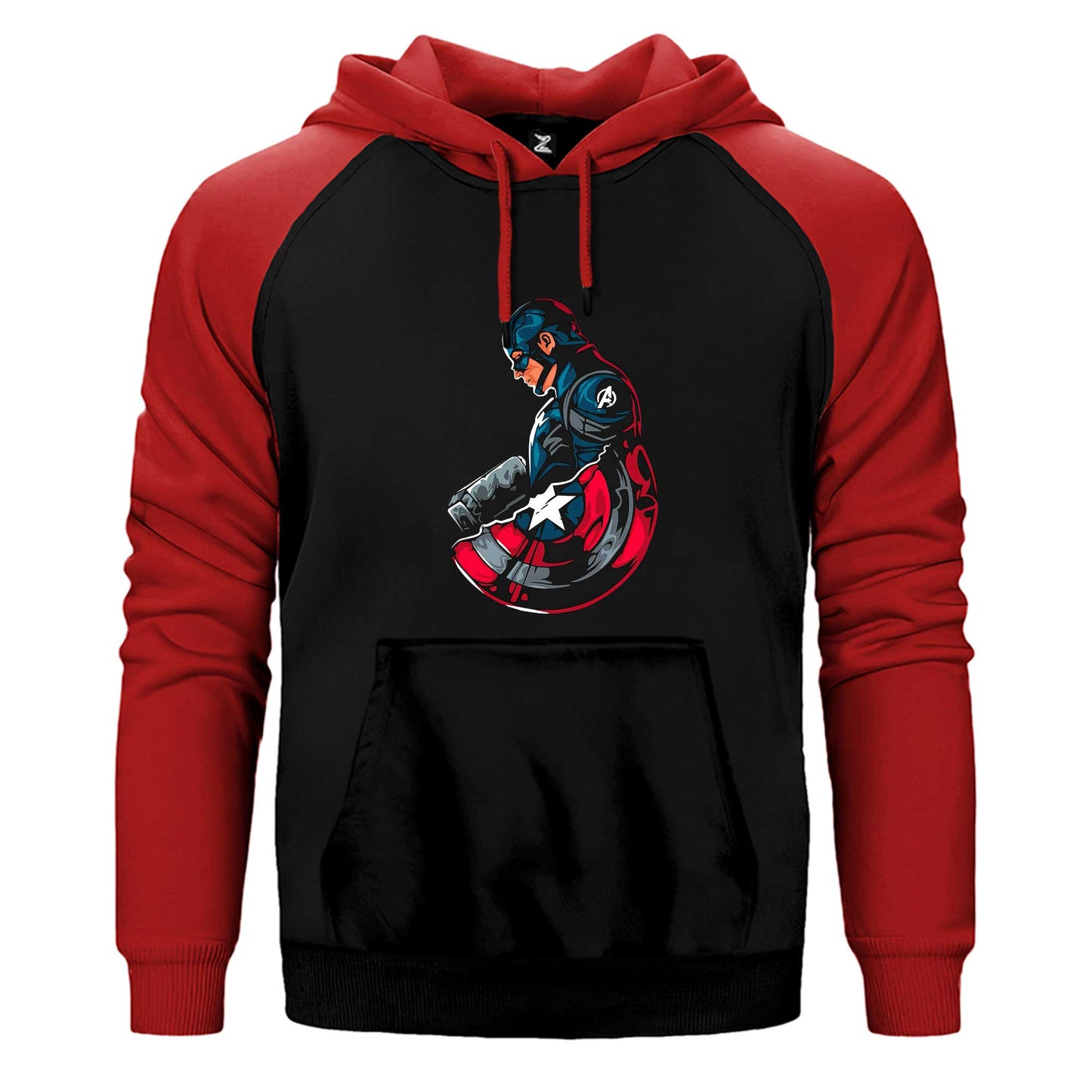 Kaptan America Çift Renk Reglan Kol Sweatshirt / Hoodie