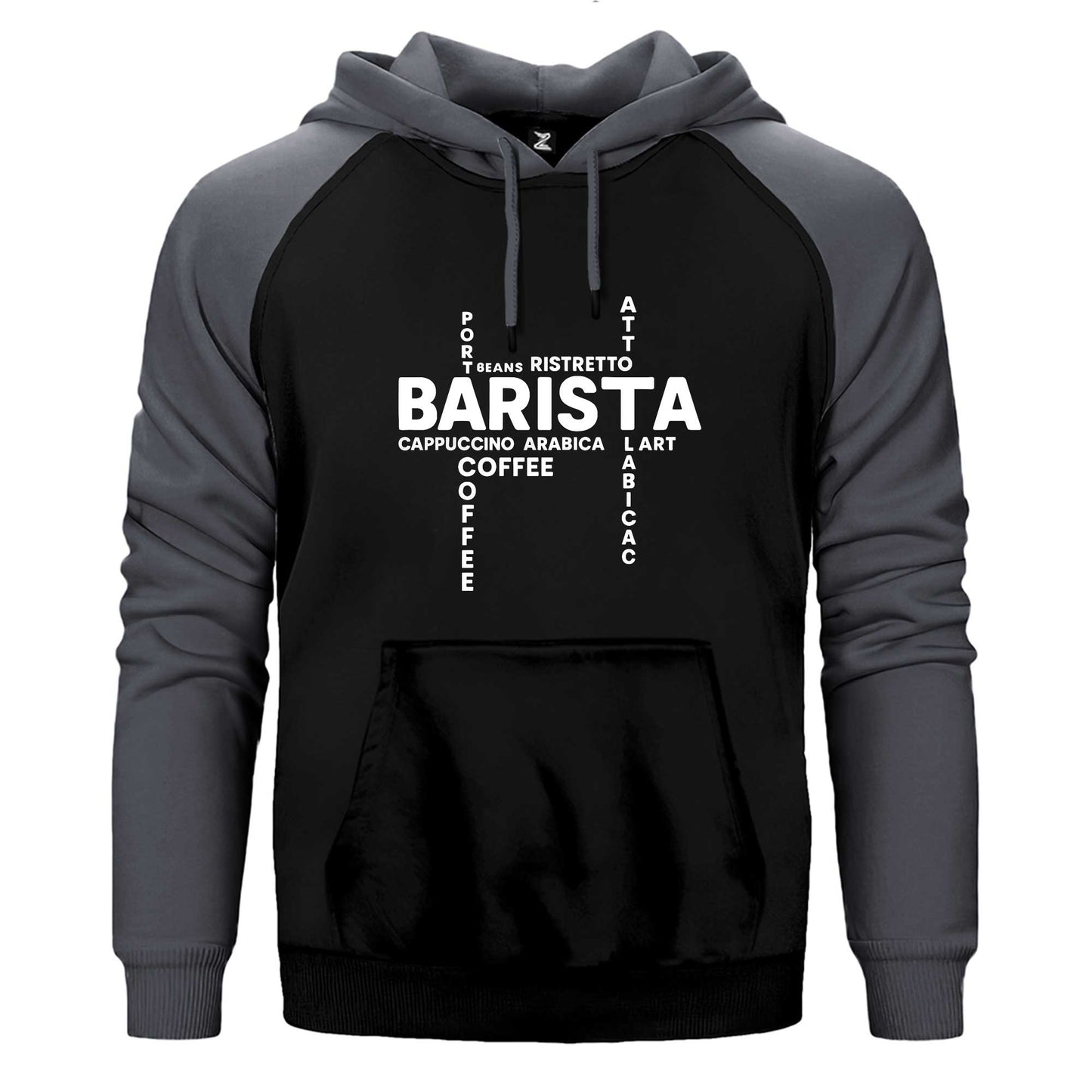 Barista Modern Tasarım Çift Renk Reglan Kol Sweatshirt / Hoodie