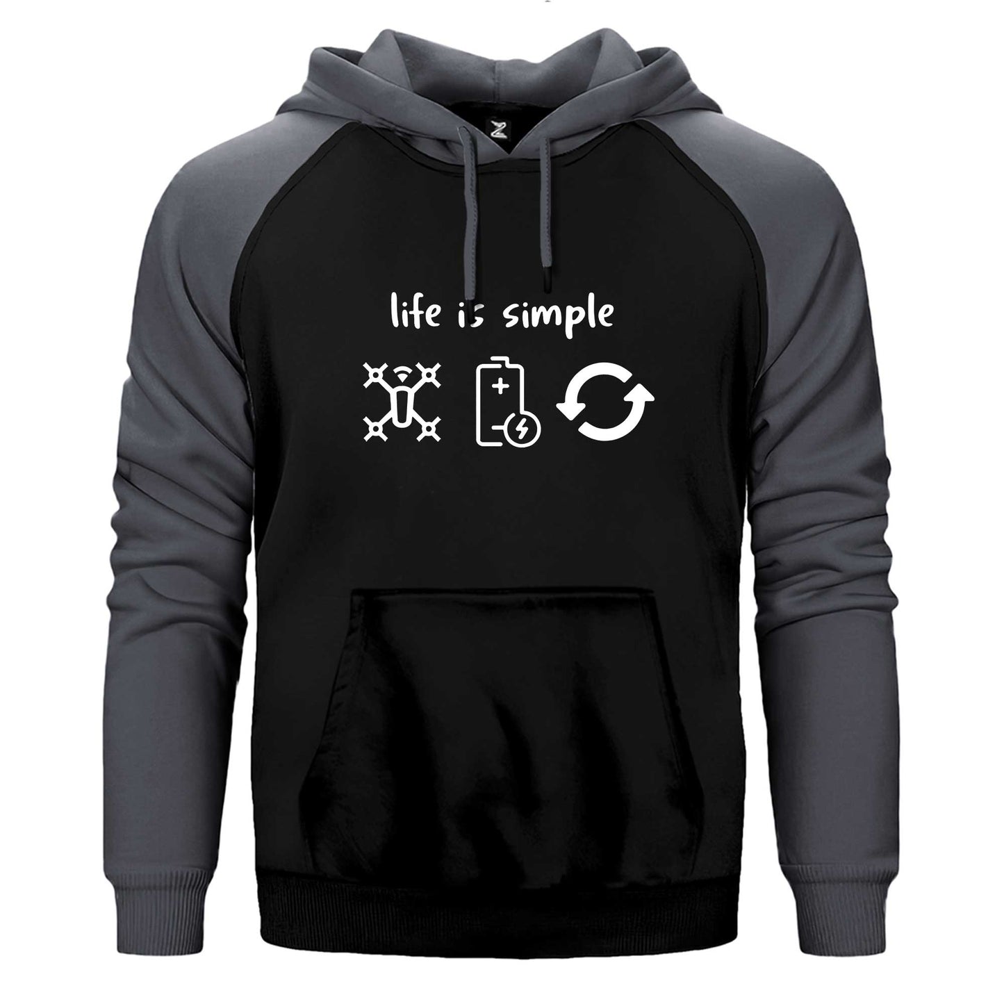 Life Is Simple Çift Renk Reglan Kol Sweatshirt / Hoodie