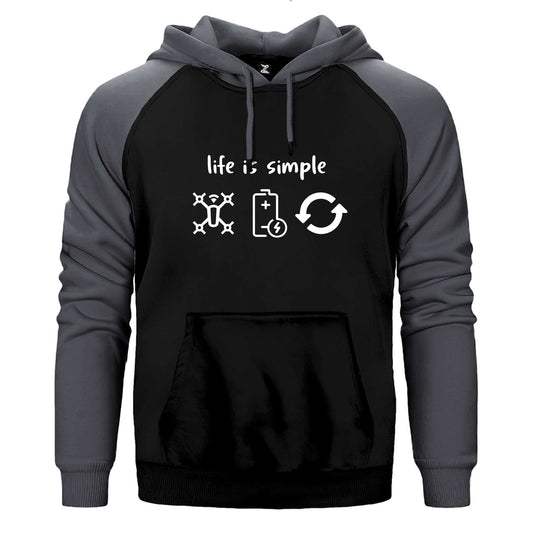 Life Is Simple Çift Renk Reglan Kol Sweatshirt / Hoodie