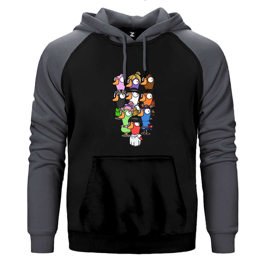Goose Goose Duck Karakter Çift Renk Reglan Kol Sweatshirt / Hoodie
