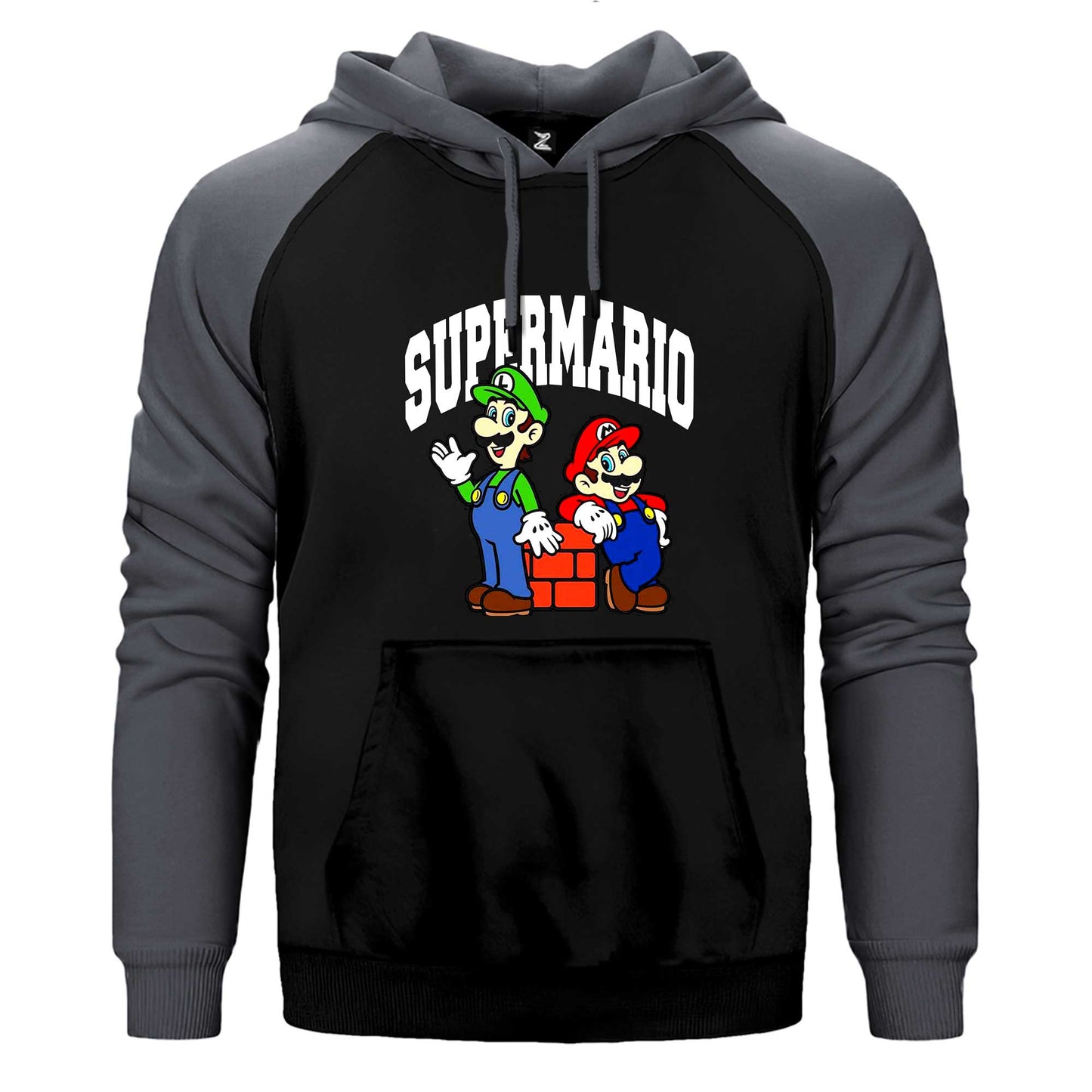 Süper Mario Çift Renk Reglan Kol Sweatshirt / Hoodie