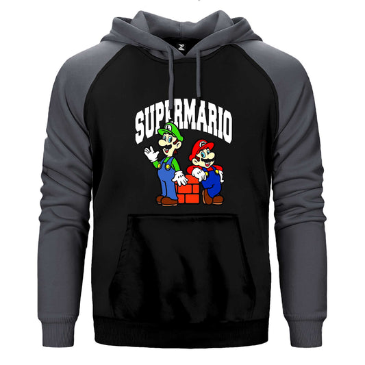 Süper Mario Çift Renk Reglan Kol Sweatshirt / Hoodie