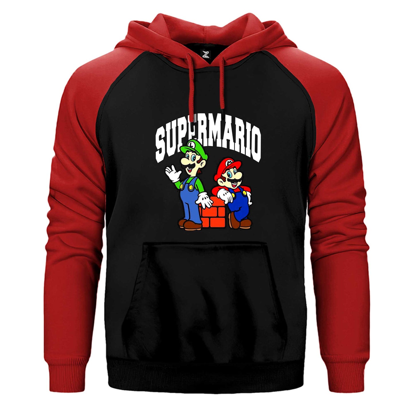 Süper Mario Çift Renk Reglan Kol Sweatshirt / Hoodie