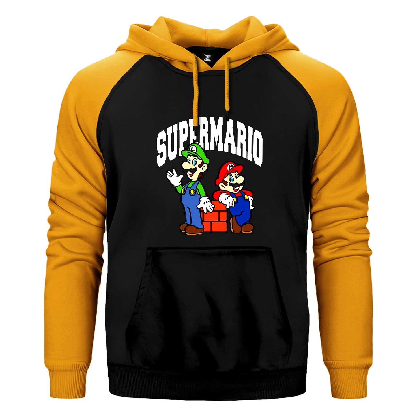 Süper Mario Çift Renk Reglan Kol Sweatshirt / Hoodie