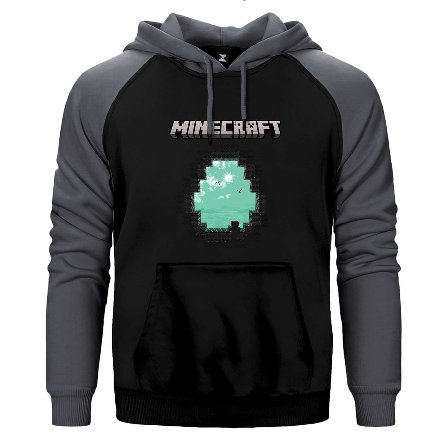 Minecraft Diamond Cave Çift Renk Reglan Kol Sweatshirt / Hoodie