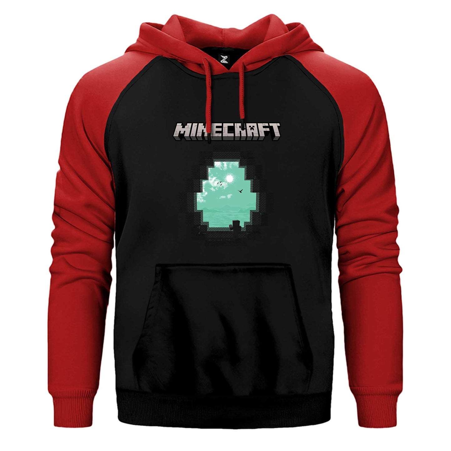 Minecraft Diamond Cave Çift Renk Reglan Kol Sweatshirt / Hoodie