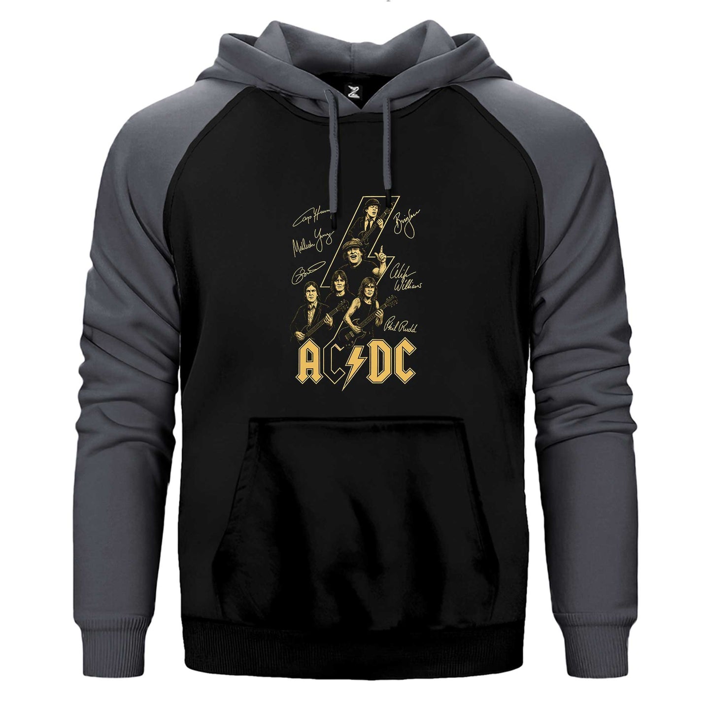 Ac Dc Silüet İmza Çift Renk Reglan Kol Sweatshirt / Hoodie