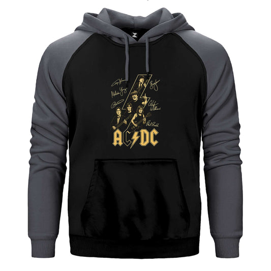 Ac Dc Silüet İmza Çift Renk Reglan Kol Sweatshirt / Hoodie