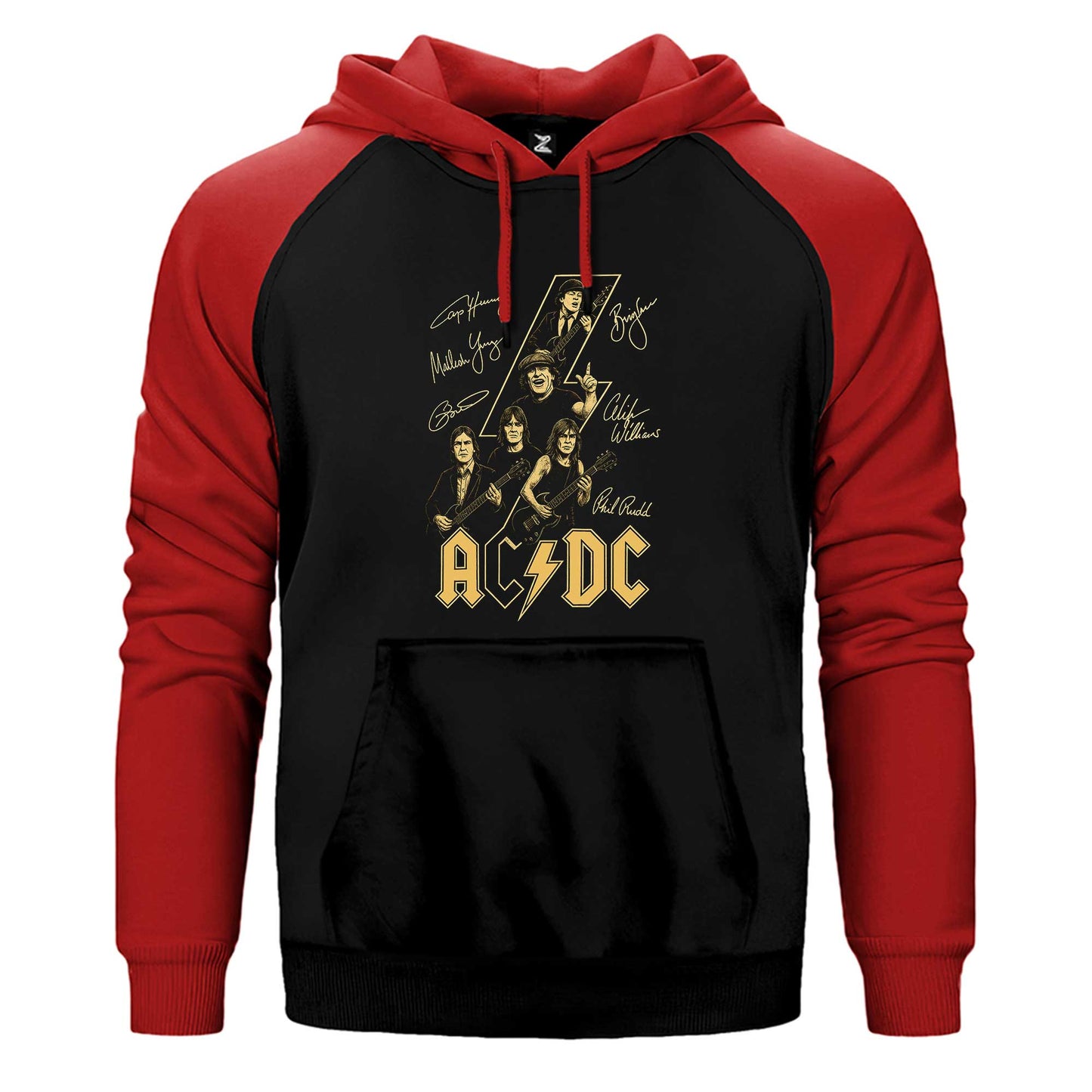 Ac Dc Silüet İmza Çift Renk Reglan Kol Sweatshirt / Hoodie