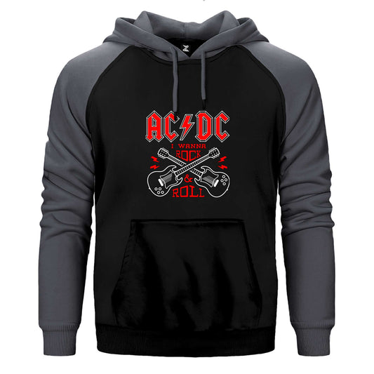Ac Dc Wanna Çift Renk Reglan Kol Sweatshirt / Hoodie