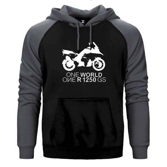 ONE World 1250GS White Çift Renk Reglan Kol Sweatshirt / Hoodie