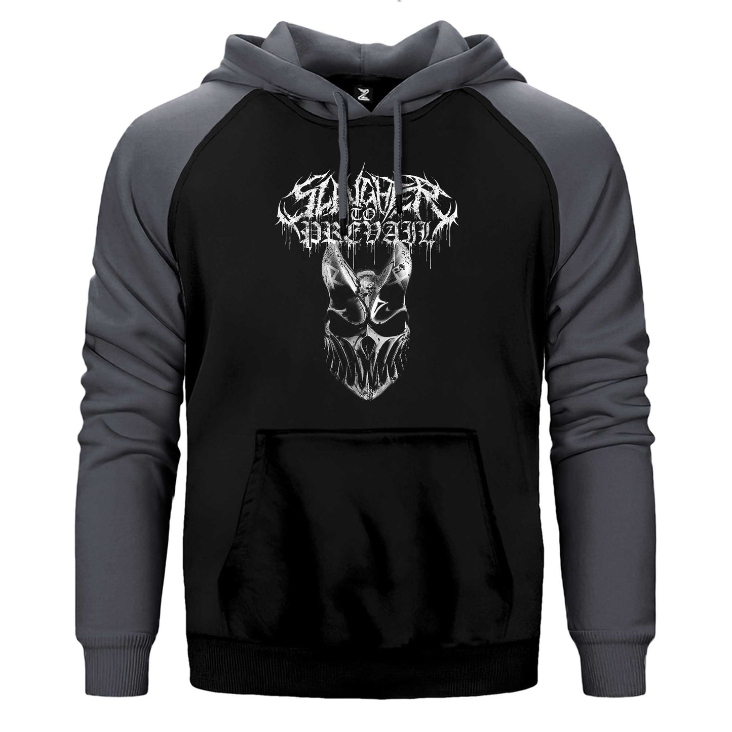 Slaughter To Prevail Silvermask Text Çift Renk Reglan Kol Sweatshirt / Hoodie