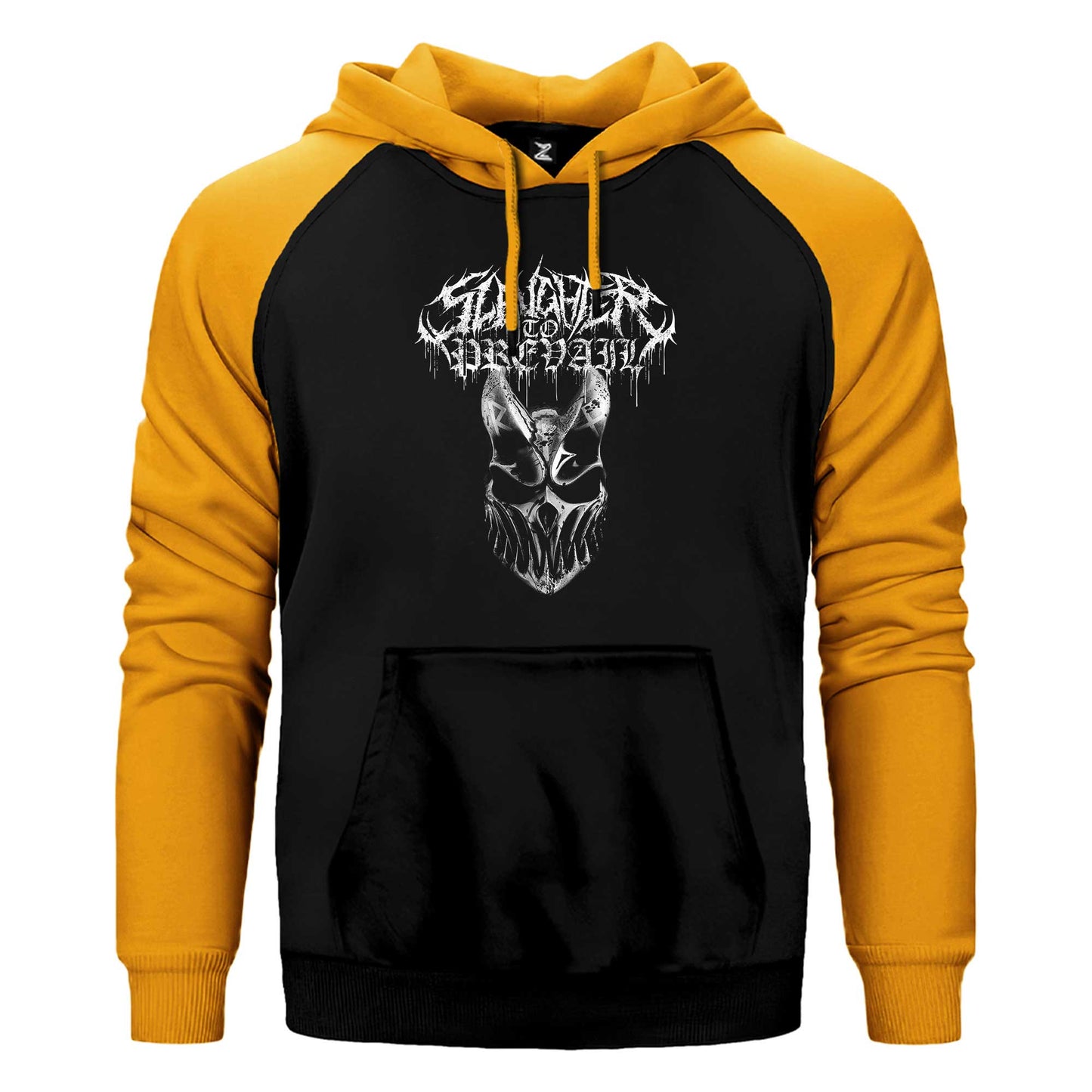 Slaughter To Prevail Silvermask Text Çift Renk Reglan Kol Sweatshirt / Hoodie