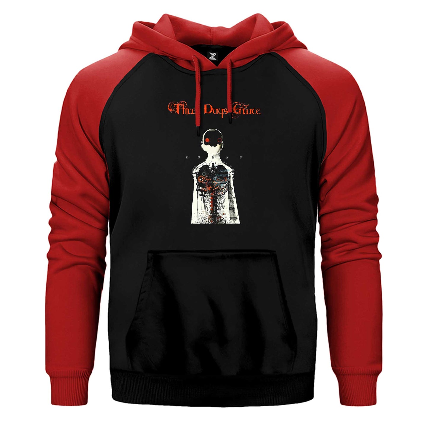 Three Days Grace Human Çift Renk Reglan Kol Sweatshirt / Hoodie
