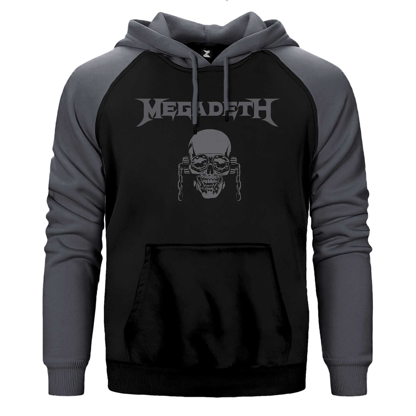 Megadeth Vic Rattlehead Skull Çift Renk / Parçalı Reglan Kol Sweatshirt